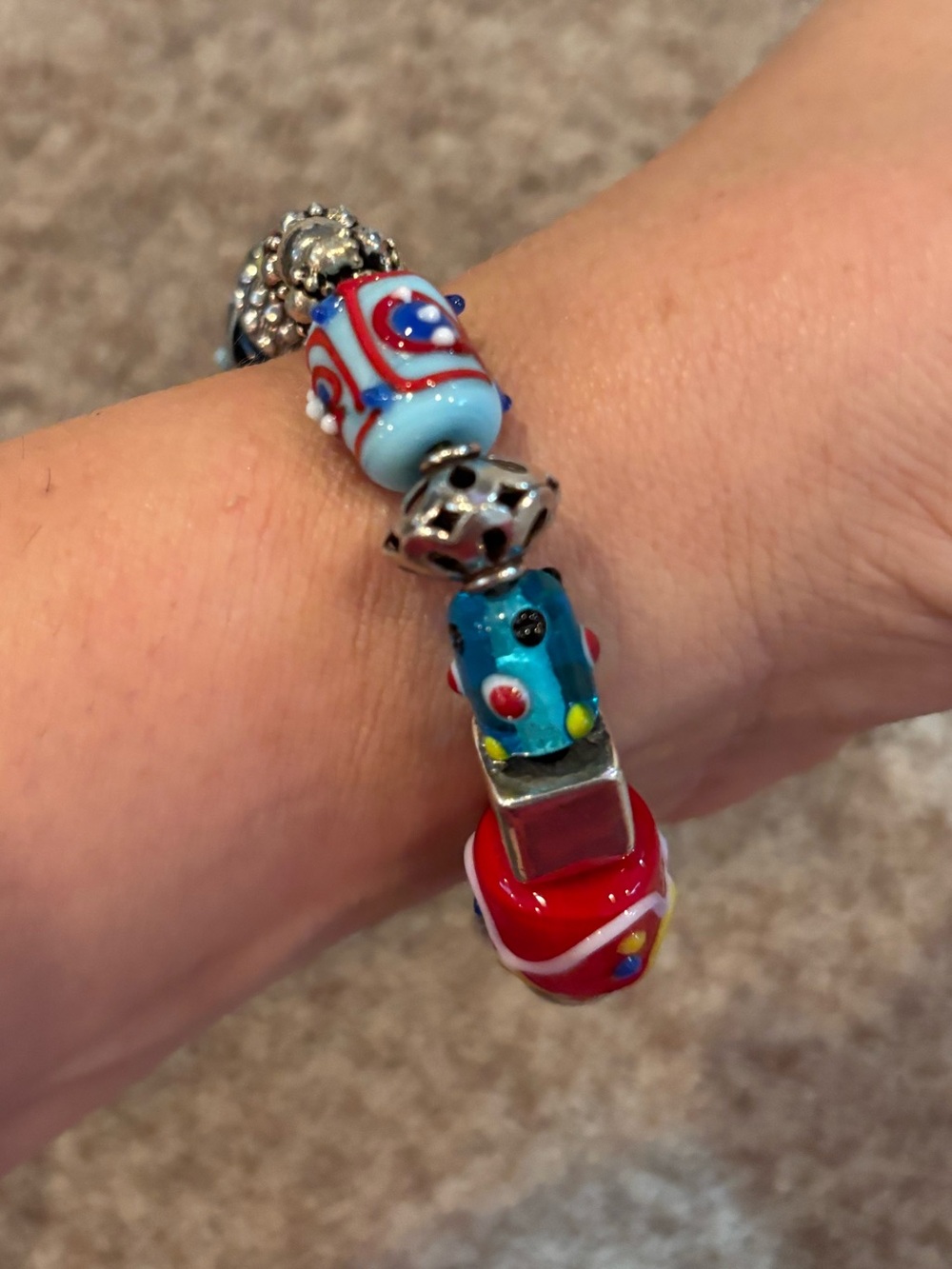 Children's Bead Charm Bracelet in Blue & Red